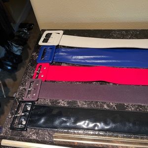 White Genuine Leather Small Belt, Red, Blue, Black Wide Chunky Fashion Belts